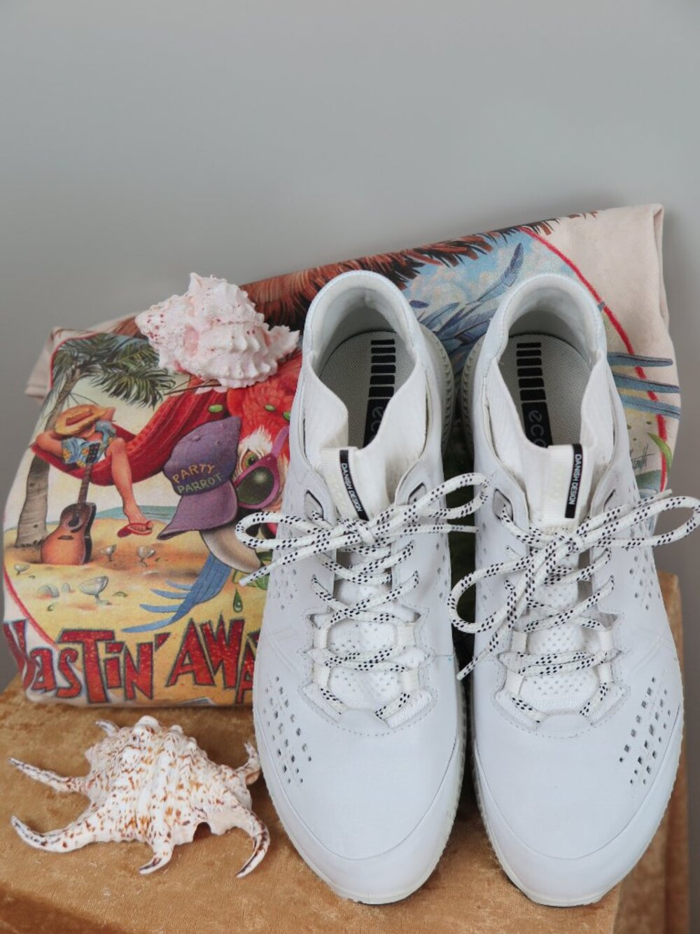 ECCO Women Bright White "Danish Design" Leather Sneakers Size 9.5M - Picture 6 of 7